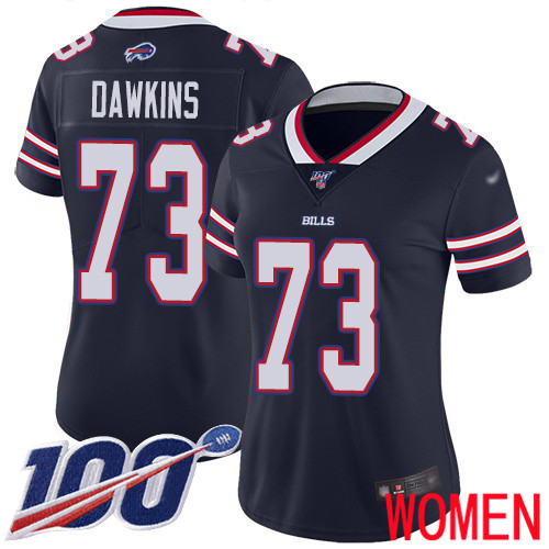 Women Buffalo Bills #73 Dion Dawkins Limited Navy Blue Inverted Legend 100th Season NFL Jersey